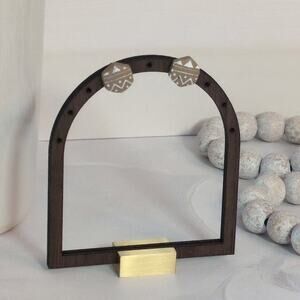 Clayful With Mack Beige & White Octagon Boho-Inspired Pierced Stud Earrings